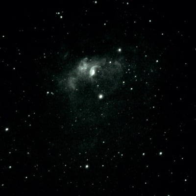 Bubble Nebula by Ray Taylor. Settings: Long Exposure mode, taken through telescope with NVD