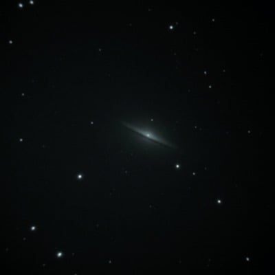 Sombrero Galaxy by Ray Taylor. Settings: Long Exposure mode, taken through telescope with NVD