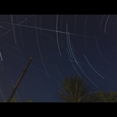 Busy skies by Rhidian Rees. Settings: Star Trails mode