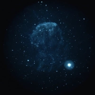 Jellyfish Nebula by Ray Taylor. Settings: Long Exposure mode, taken through telescope with NVD