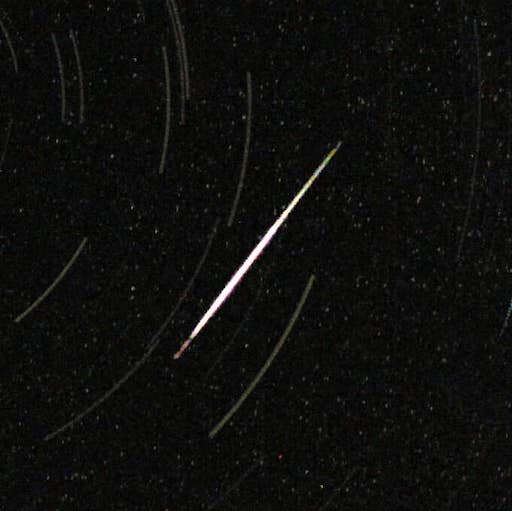Photo showing a medium sized meteor